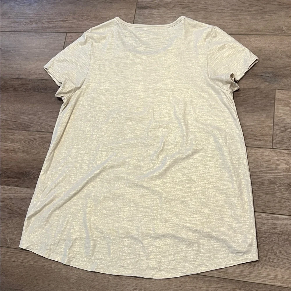 Chico's Shimmery Champagne Gold Short Sleeve High-Low Top Chico’s 3 (US size 16) - Picture 8 of 10